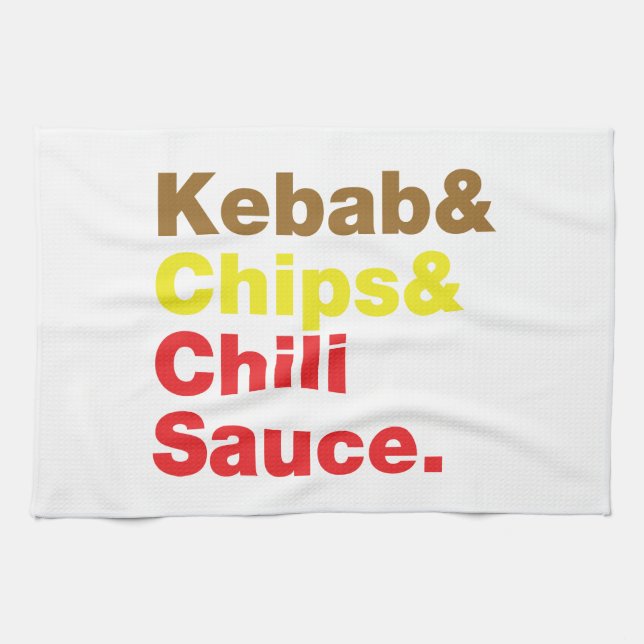 Kebab & Chip & Chili Sauce. Kökshandduk (Horisontell)
