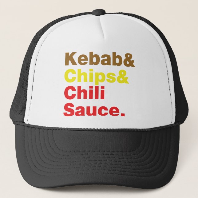 Kebab & Chip & Chili Sauce. Truckerkeps (Framsida)