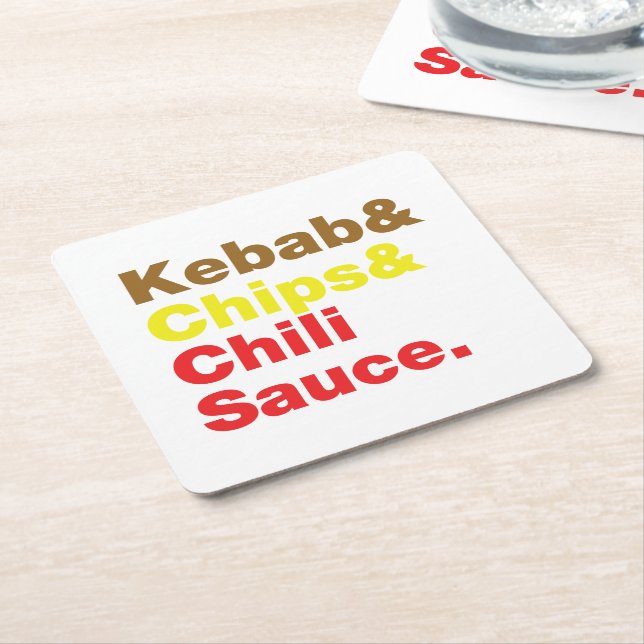 Kebab & Chip & Chili Sauce. Underlägg Papper Kvadrat (Vinklad)