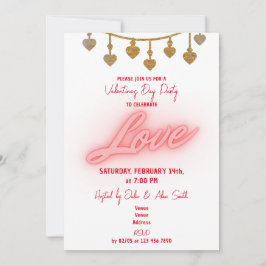 Kedja av kärlekshjärta Alla hjärtans dag-firande Inbjudningar