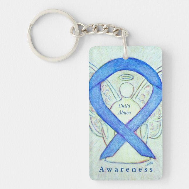 Kedja för barnmissbruk Angel Blue Awareness Ribbon (Framsidan)