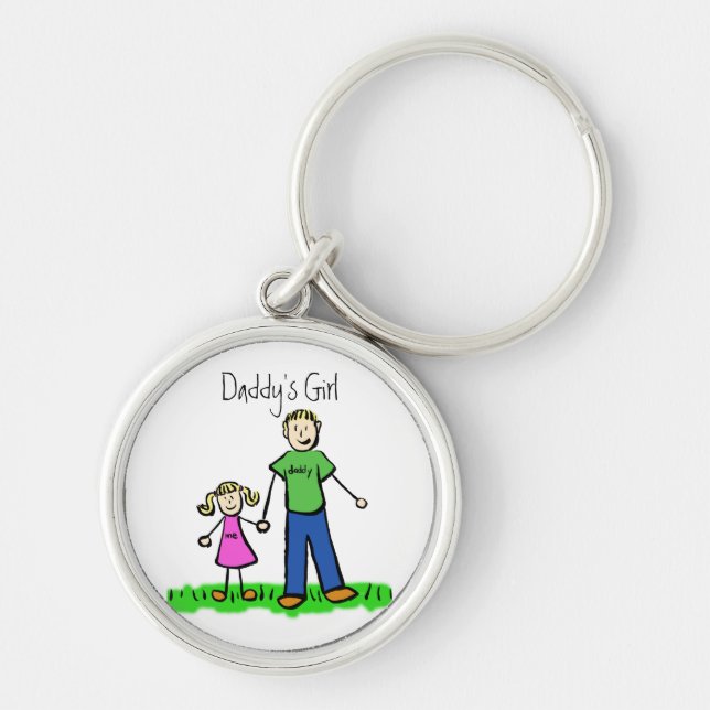 Kedja för pappor Blond Keychain (Anpassa) Rund Silverfärgad Nyckelring (Framsidan)