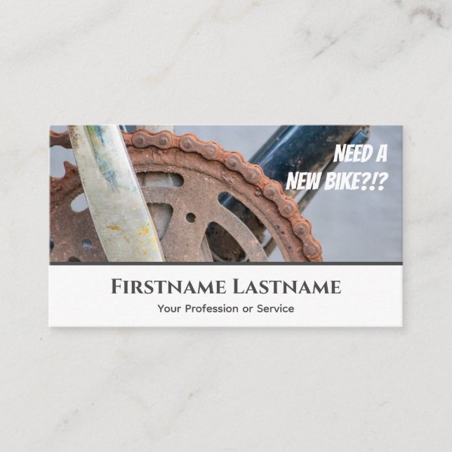 Kedja för rostig cykelcykel för cykelreparationsbu visitkort (Framsida)