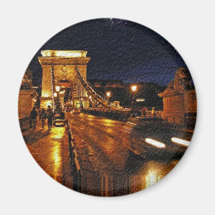 Kedja överbryggar (Budapest) på natt (1) Magnet