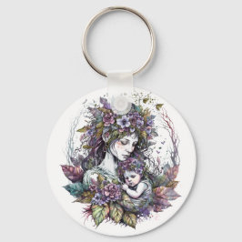 Kedjan Fairy Mor och Child Keychain Nyckelring