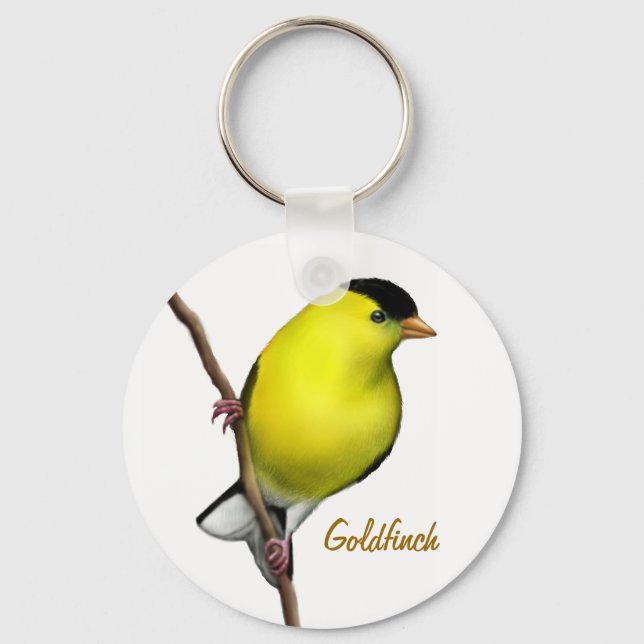 Kedjan "Male American Goldfinch Bird Keychain" Nyckelring (Framsida)
