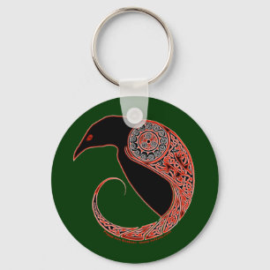 Kedjan Morrigan Celtic Raven Keychain, Grönt Nyckelring