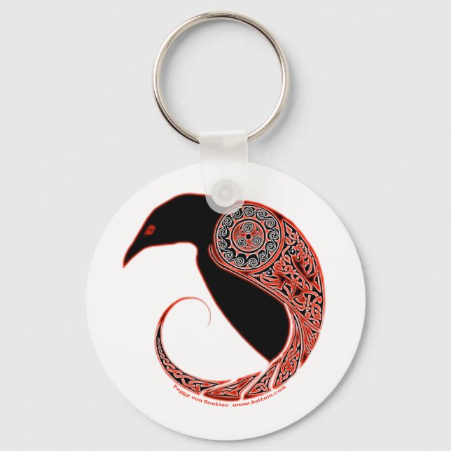 Kedjan Morrigan Celtic Raven Keychain, White Nyckelring (Framsida)