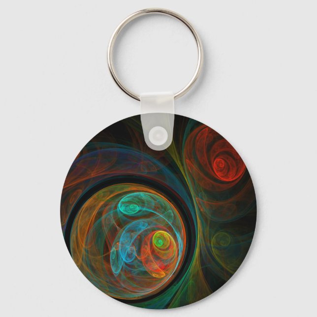 Kedjan Reborn Blue Abstrakt Art Keychain Nyckelring (Framsida)