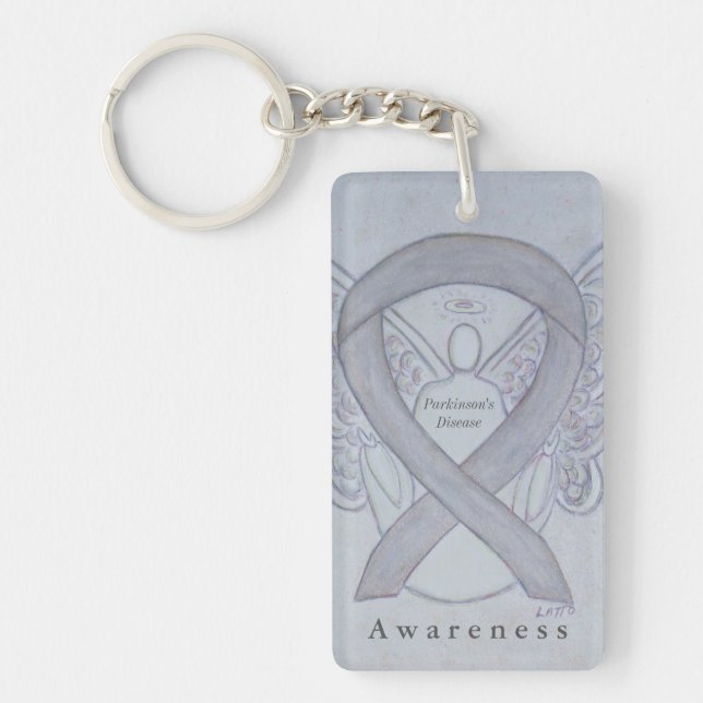 Kedjan "Ribbon Keychain" för medvetenhet om Parkin (Framsidan)