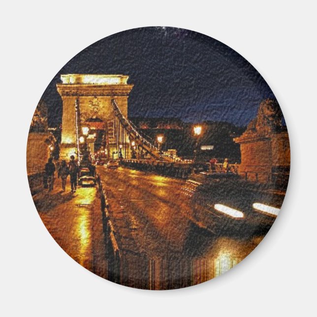 Kedjbrygga (Budapest) på natten(1) Magnet (Framsidan)