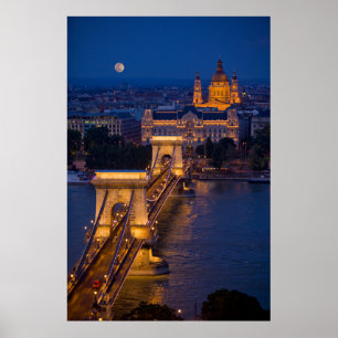 Kedjerebron och Full Moon på natten Poster