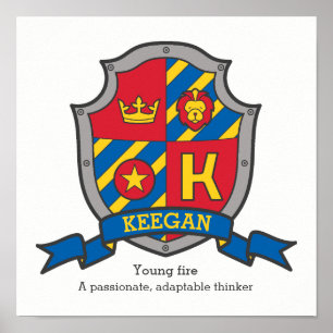 Keegan pojknamn betydelse bokstaven K heraldik bar Poster
