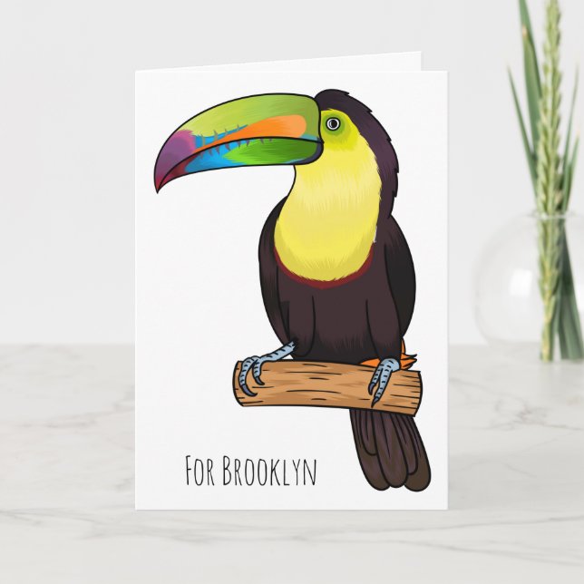 Keel-billed toucan bird cartoon illustration kort (Framsida)
