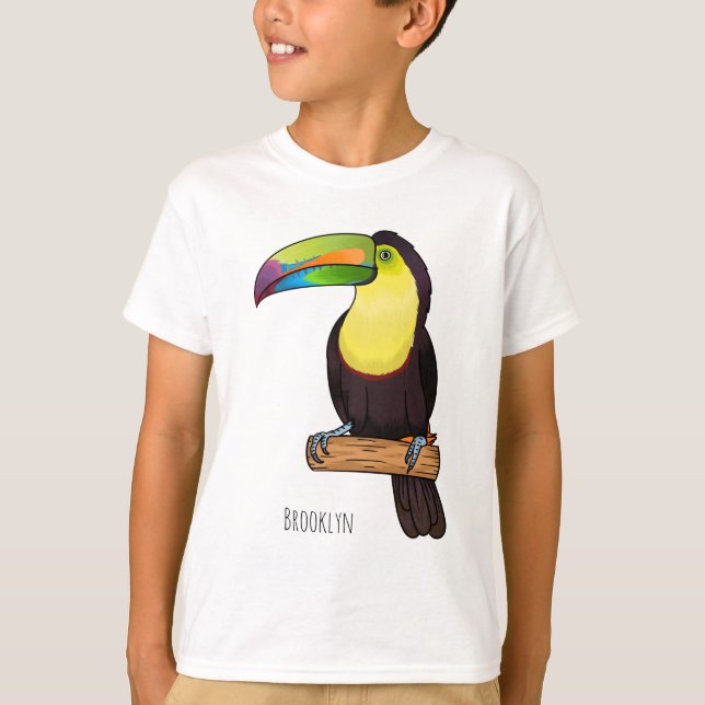 Keel-billed toucan bird cartoon illustration t shirt (Framsida)