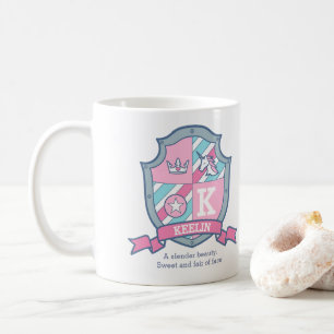 Keelin prinsessa vapen rosa akvatblå namn betydels kaffemugg