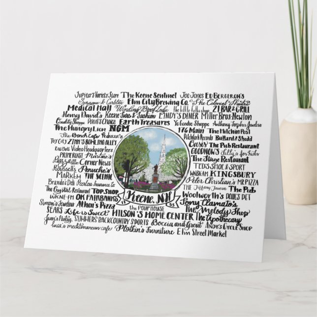 Keene, NH - Now & Sen Kort (Framsida)