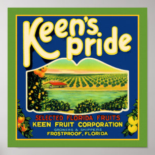 Keens Pride Frostsecure Florida-etikett Poster