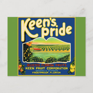 Keens Pride Frostsecure Florida-etikett Vykort