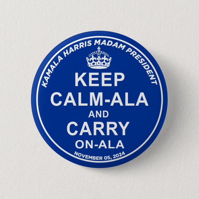 KEEP CALM-ALA AND CARRY ON-ALA KNAPP (Framsida)
