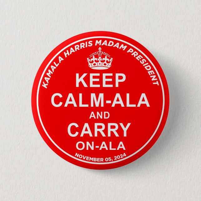 KEEP CALM-ALA AND CARRY ON-ALA KNAPP (Framsida)