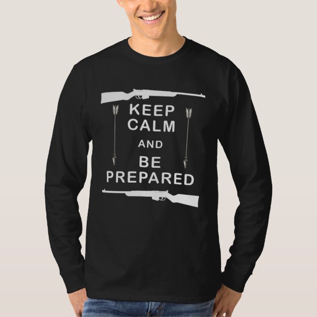 Keep Calm And Be Prepared   Prepper Guns T Shirt (Framsida)