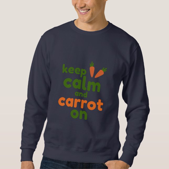 Keep Calm and Carrot On Lång Ärmad Tröja (Framsida)
