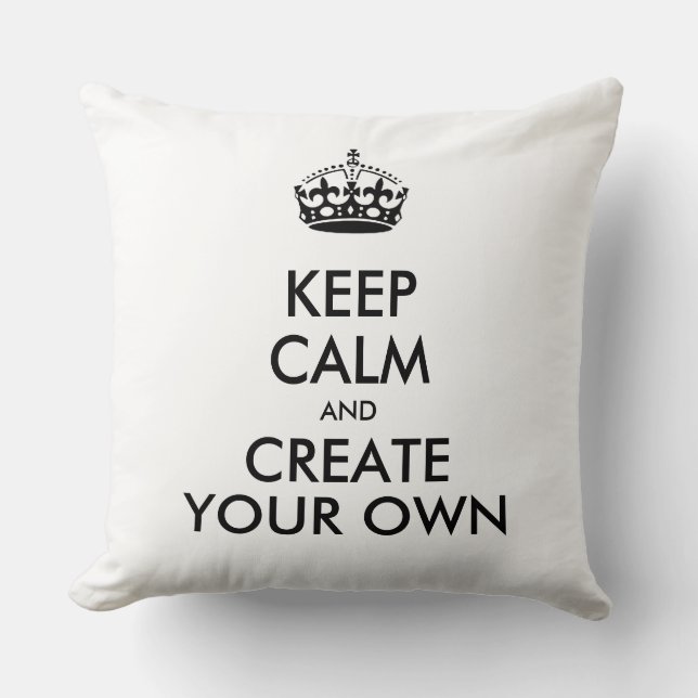 Keep Calm and Carry On Create Your Own Black Kudde (Framsida)