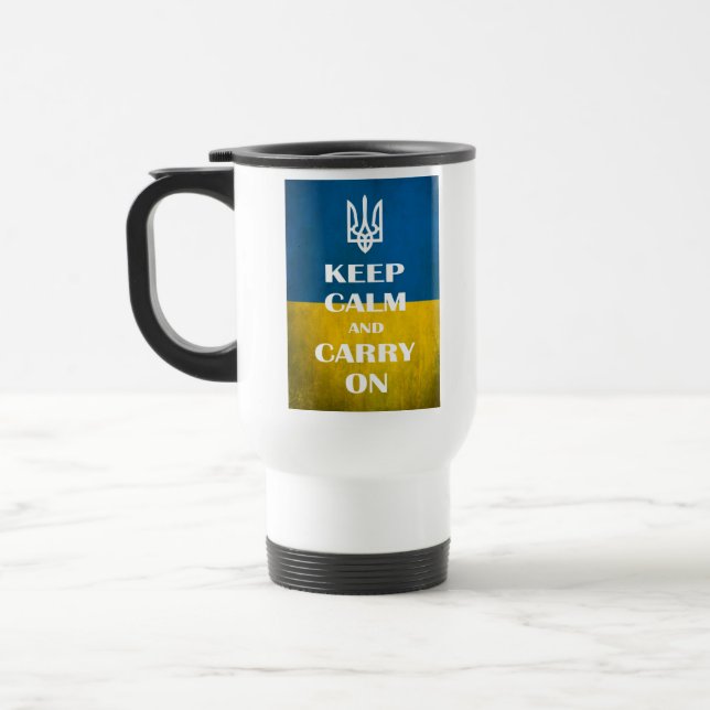 Keep calm and carry on Ukrainian emblem trident  Resemugg (Vänster)
