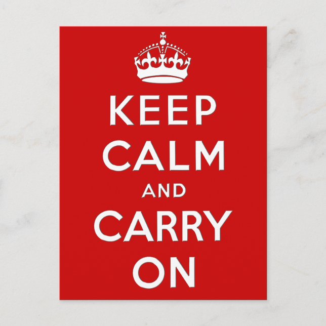 Keep calm and carry on vykort (Framsida)
