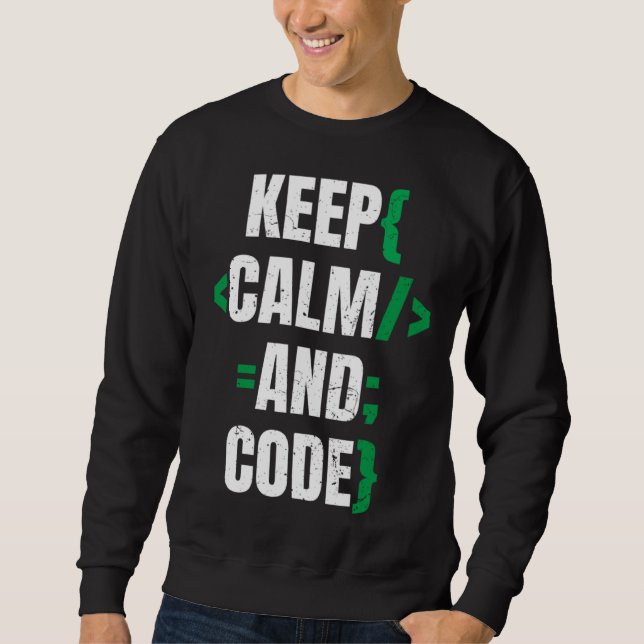 KEEP CALM AND CODE LÅNG ÄRMAD TRÖJA (Framsida)