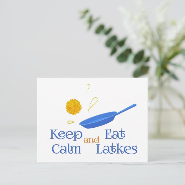 Keep Calm and Eat Latkes Helg Vykort (Stående Fram)