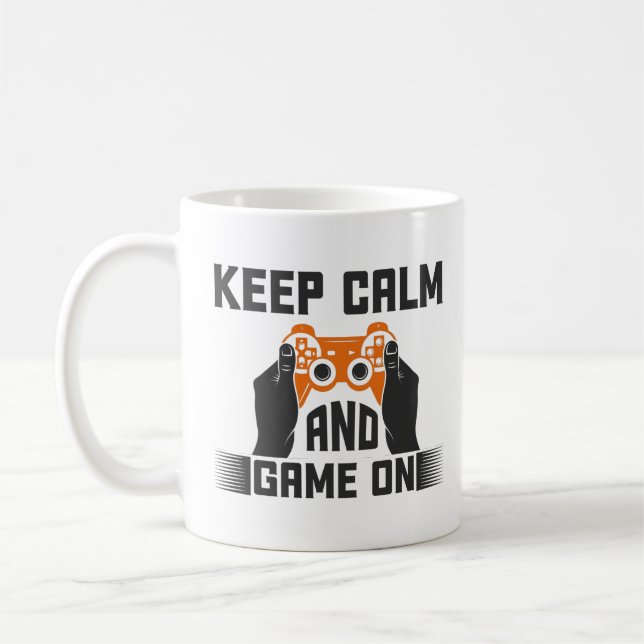 Keep Calm and Game On typografi Gaming  Kaffemugg (Vänster)