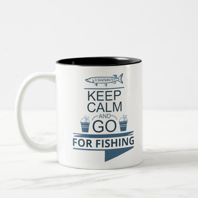 Keep calm and go for fishing Två-Tonad mugg (Vänster)