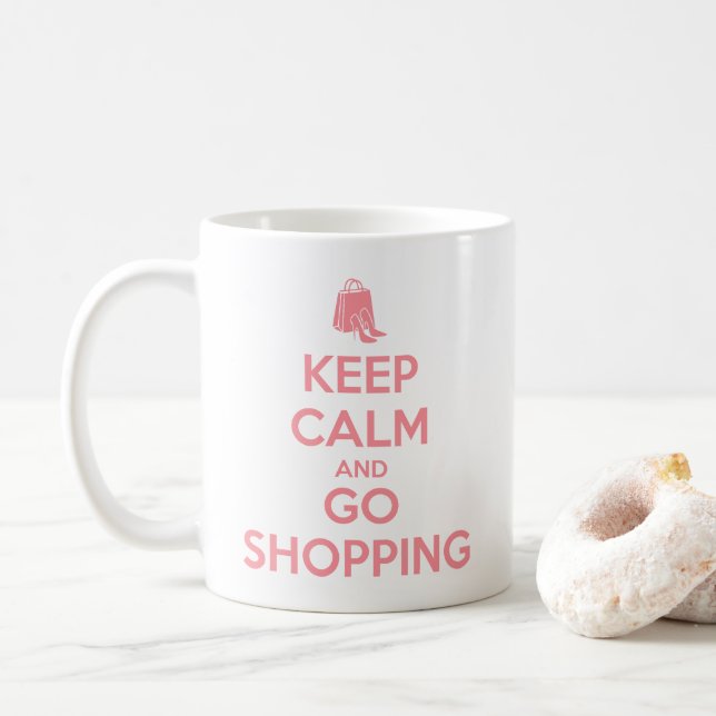 Keep Calm and Go Shopping Kaffemugg (Med munk)