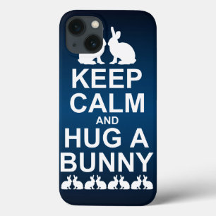 Keep Calm and Hug a Bunny iPad-fodral (Blå/Svart)