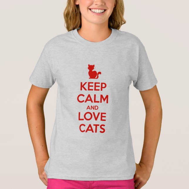 Keep Calm and Love Cats T Shirt (Framsida)
