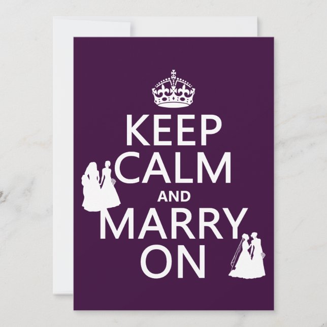 Keep Calm and Marry On - alla färger Inbjudningar (Framsida)