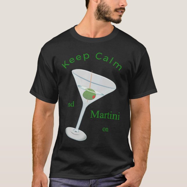 Keep Calm and Martini On Apparel Classic Cocktail T Shirt (Framsida)