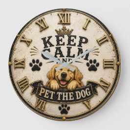 Keep Calm and Pet the Dog Funny Golden Retriever Stor Klocka