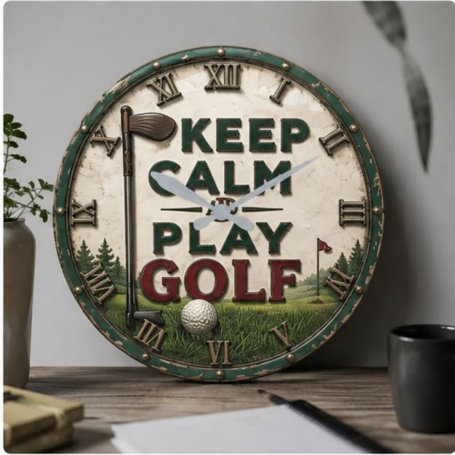 Keep Calm and Play Golf Stor Klocka (Skapare uppladdad)