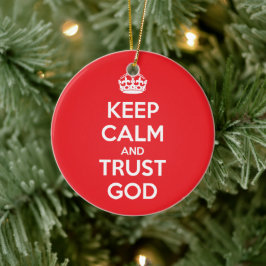 Keep Calm and Trust God Julgransprydnad Keramik