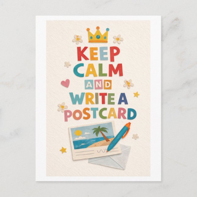 "Keep Calm and Write a Postcard" Vykort (Framsida)