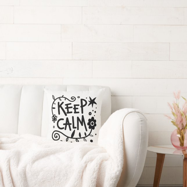 Keep Calm Bold Typography Black and White Kudde (Soffa)