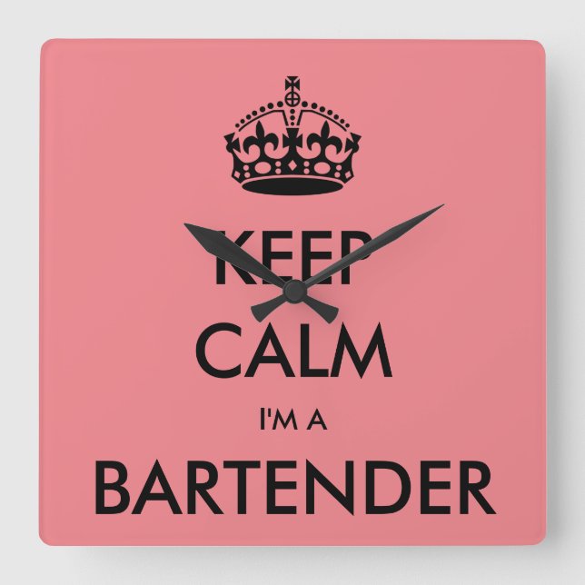 KEEP CALM I'M A BARTENDER FYRKANTIG KLOCKA (Framsida)