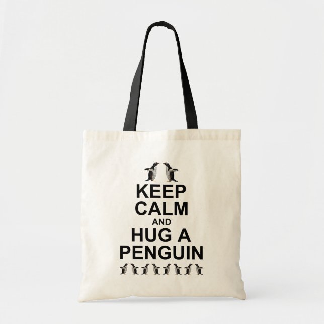 Keep Calm och krama en pingvin väska (Framsidan)