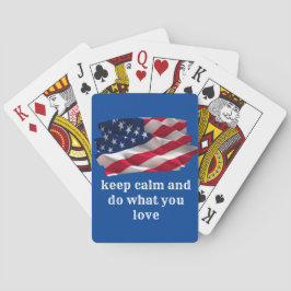 keep calm quote and vibrant american flag casinokort