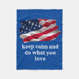 keep calm quote and vibrant american flag fleecefilt