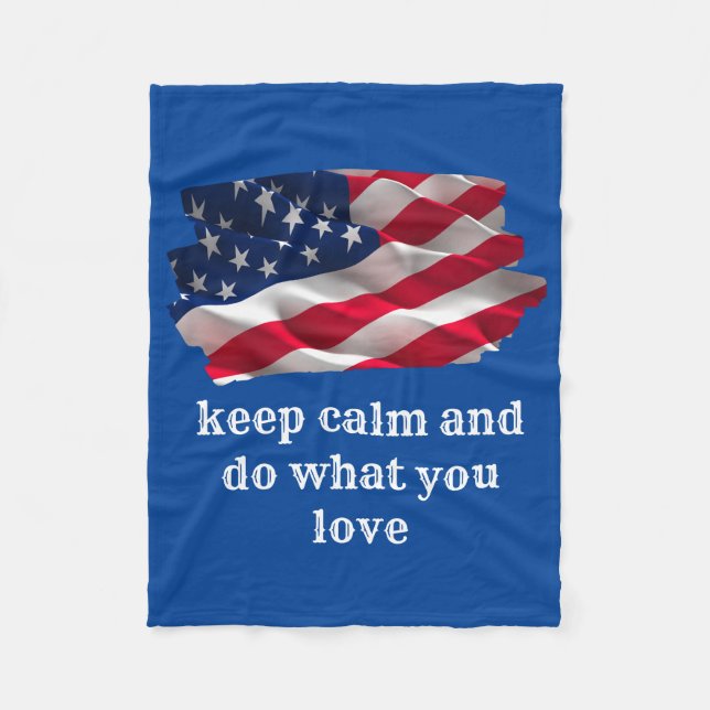 keep calm quote and vibrant american flag fleecefilt (Framsidan)