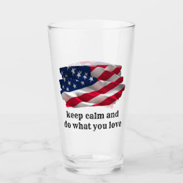 keep calm quote and vibrant american flag glaskopp